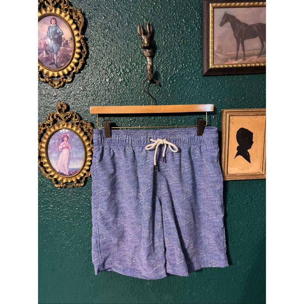Faherty Mens Swim Trunks Blue Patterned Sz Medium